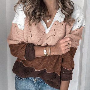 Simple Flavor Pink & Brown Striped Long Sleeve (S) NWT